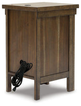 Moriville Grayish Brown Chairside End Table angled back view