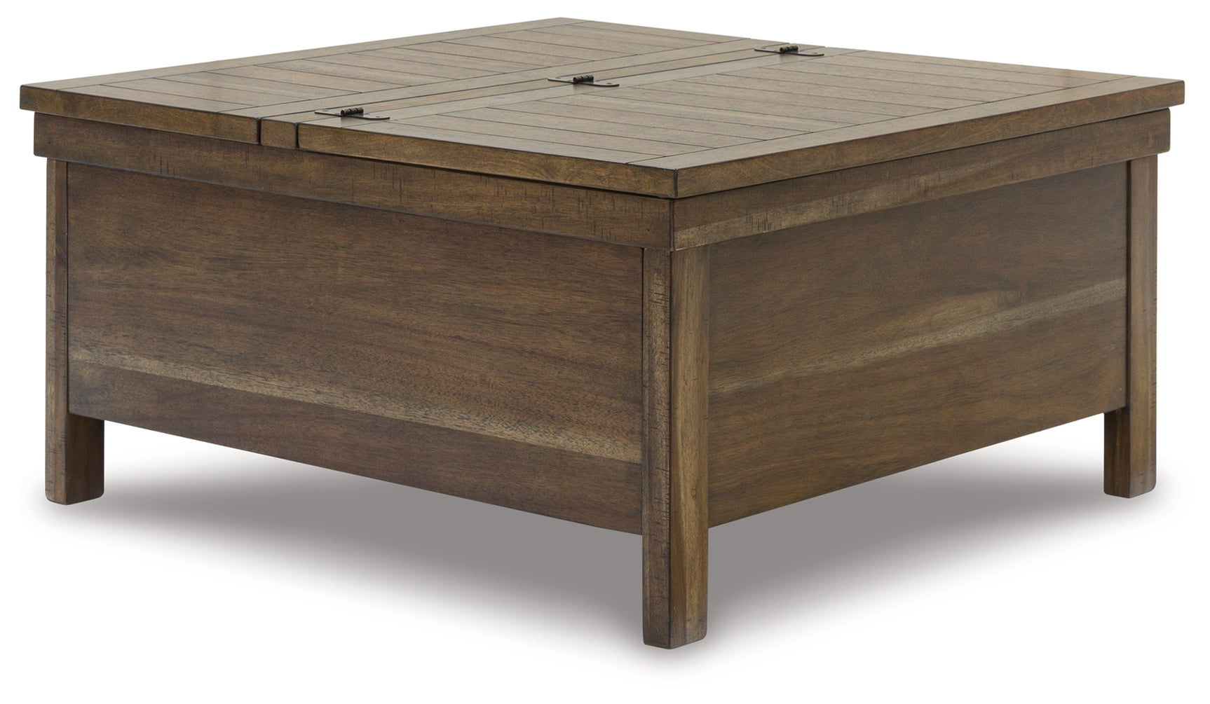 Moriville grayish brown end table with cabinet door