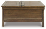 Moriville grayish brown coffee table with 2 end tables