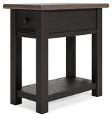 Side angle of two-tone black base and drawer