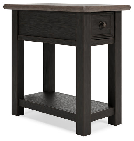 Tyler Grayish Brown and Black Creek End Tables set, front angle