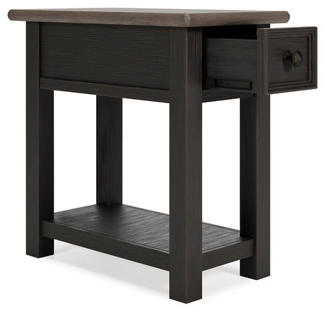 Tyler Grayish Brown and Black Creek End Tables set, front angle