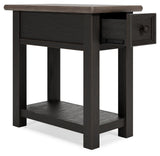 Open drawer and shelf detail on Tyler Creek Chairside End Table