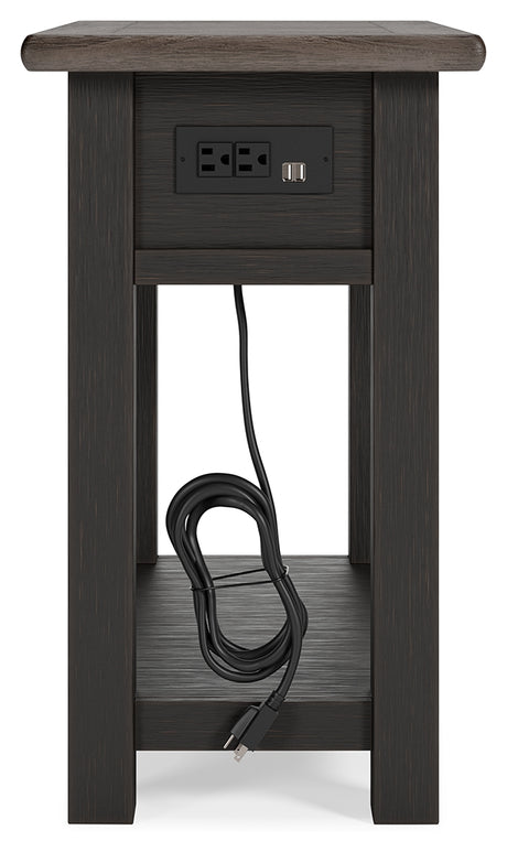Tyler Grayish Brown and Black Creek End Tables set, front angle