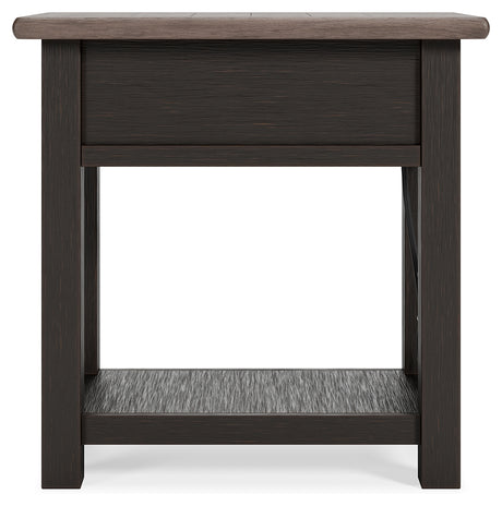 Tyler Grayish Brown and Black Creek End Tables set, front angle