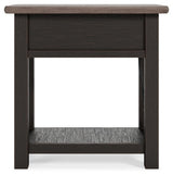 Detail of black faceted hardware on drawer