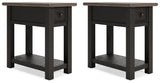 Tyler Grayish Brown/Black Creek 2 End Tables