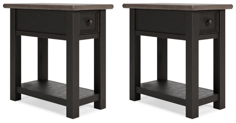 Tyler Grayish Brown and Black Creek End Tables set, front angle