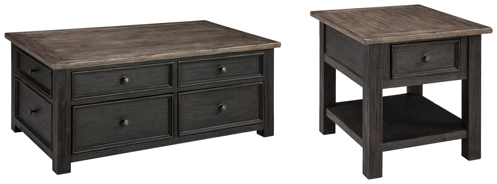 Tyler Creek end table with drawer, angled view