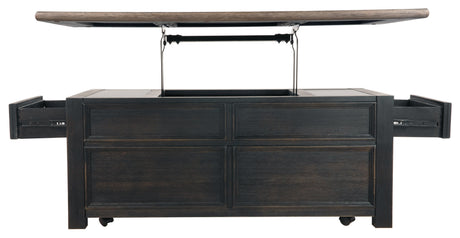 Tyler Creek coffee table lift top raised side view