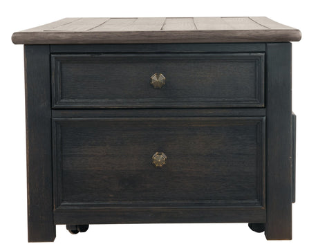 Tyler Creek coffee table side view with drawers closed