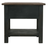 Tyler Creek side profile of end table in grayish brown and black