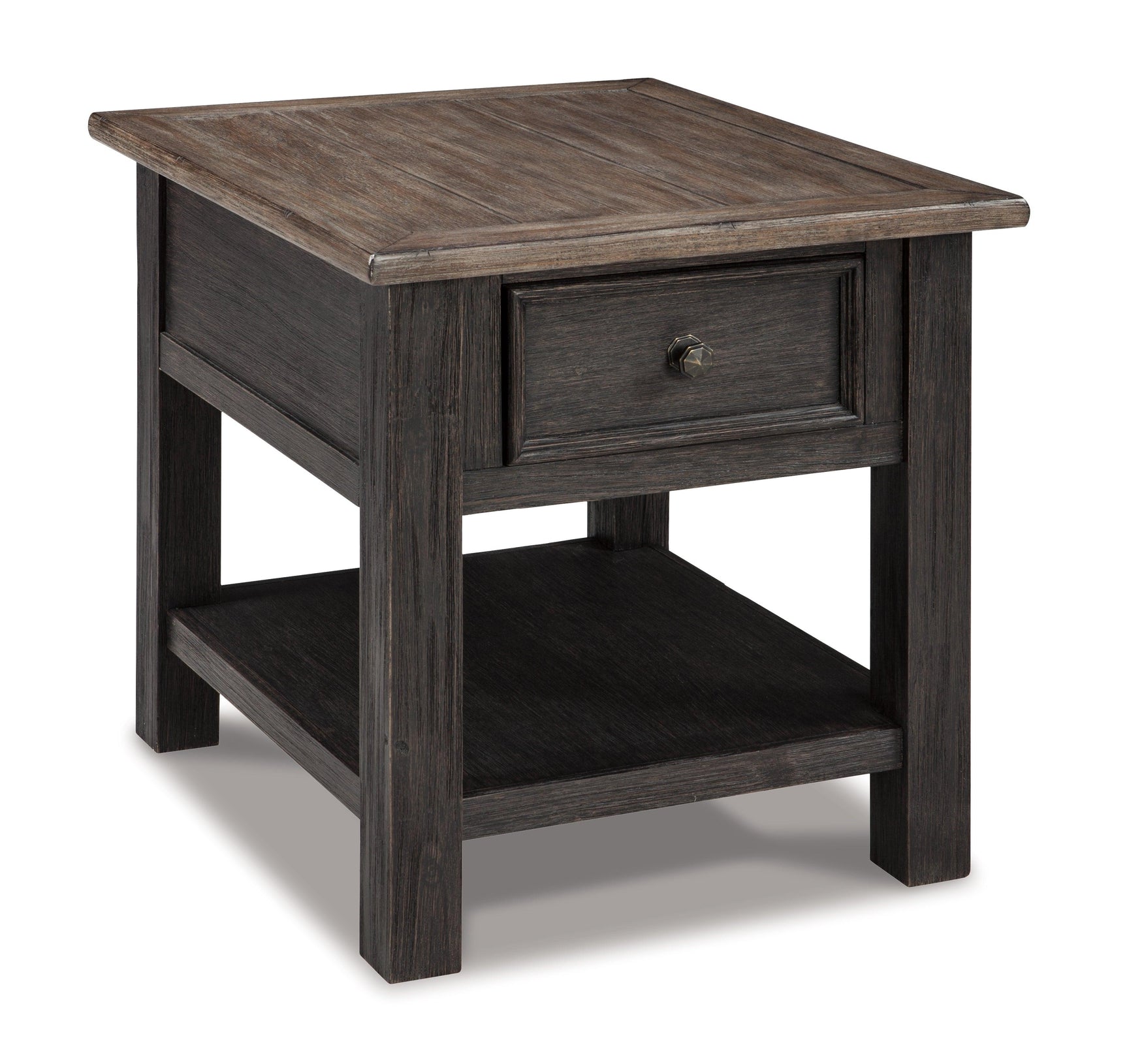 Tyler Creek full view of grayish brown and black end table