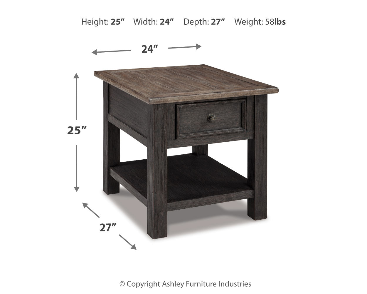 Tyler Grayish Brown/Black Creek 2 End Tables