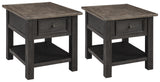 Tyler Grayish Brown/Black Creek 2 End Tables