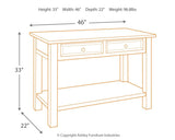 Tyler Creek Sofa Console Table dimension illustration