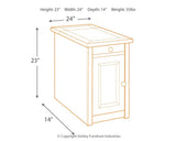 Tyler Creek end table dimensions illustration
