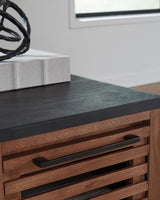 Kallari Warm Brown/Black Chairside End Table