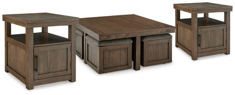 Brown end table with open and concealed storage