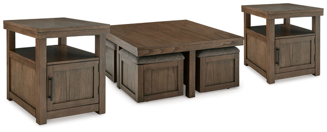 Brown end table with open and concealed storage