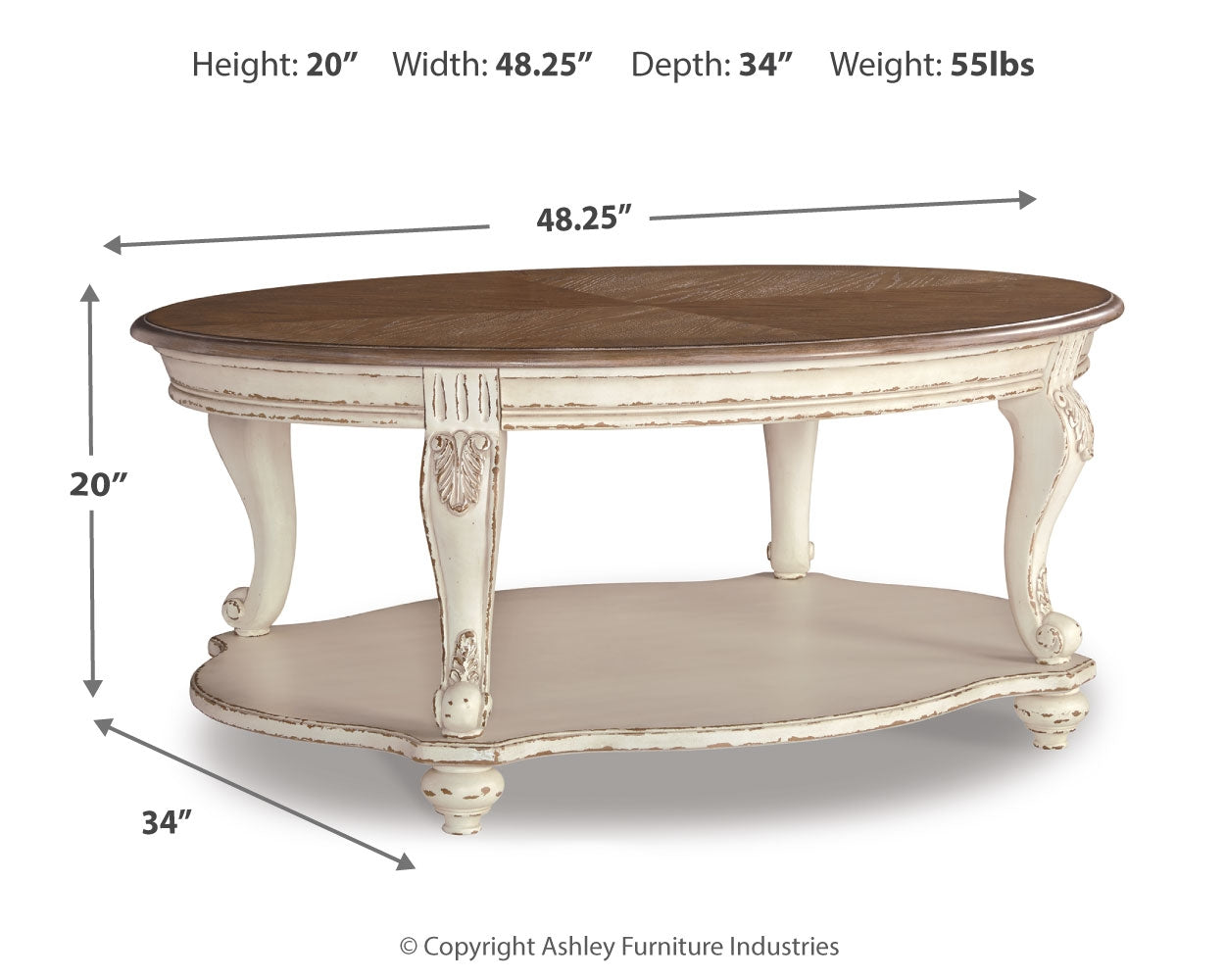 Realyn White and Brown Coffee Table and End Table