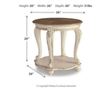 Realyn Coffee Table with Two End Tables in white and brown finish