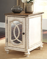 Realyn Coffee Table with Two End Tables in white and brown finish