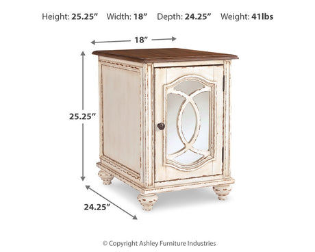 Realyn White and Brown Coffee Table and End Table