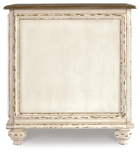 Realyn White and Brown Chairside End Table back view