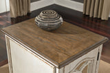 Realyn White and Brown Coffee Table and End Table