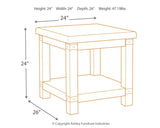 Carynhurst End Table with dimensions illustration