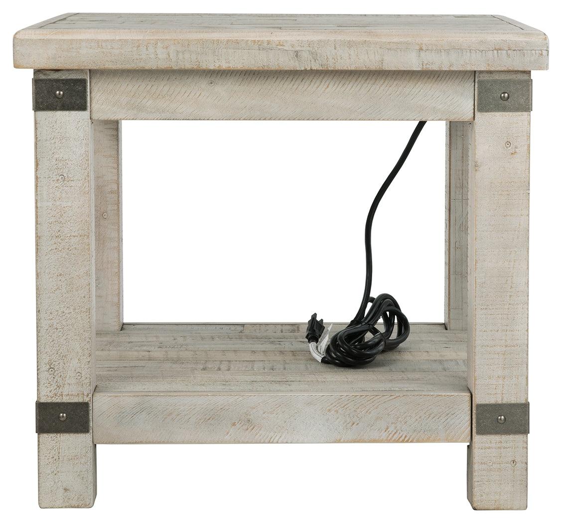 Carynhurst End Table side view showing metal accents