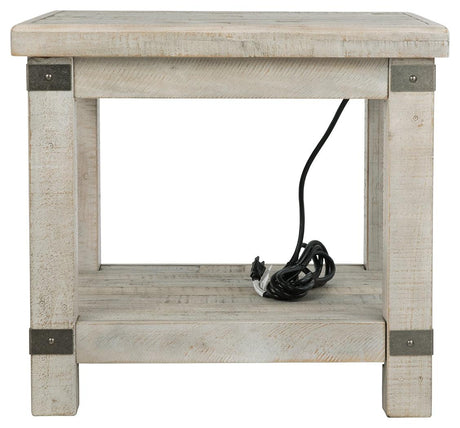 Carynhurst End Table side view showing metal accents