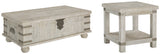 White wash gray end table with power strip and dual USB ports