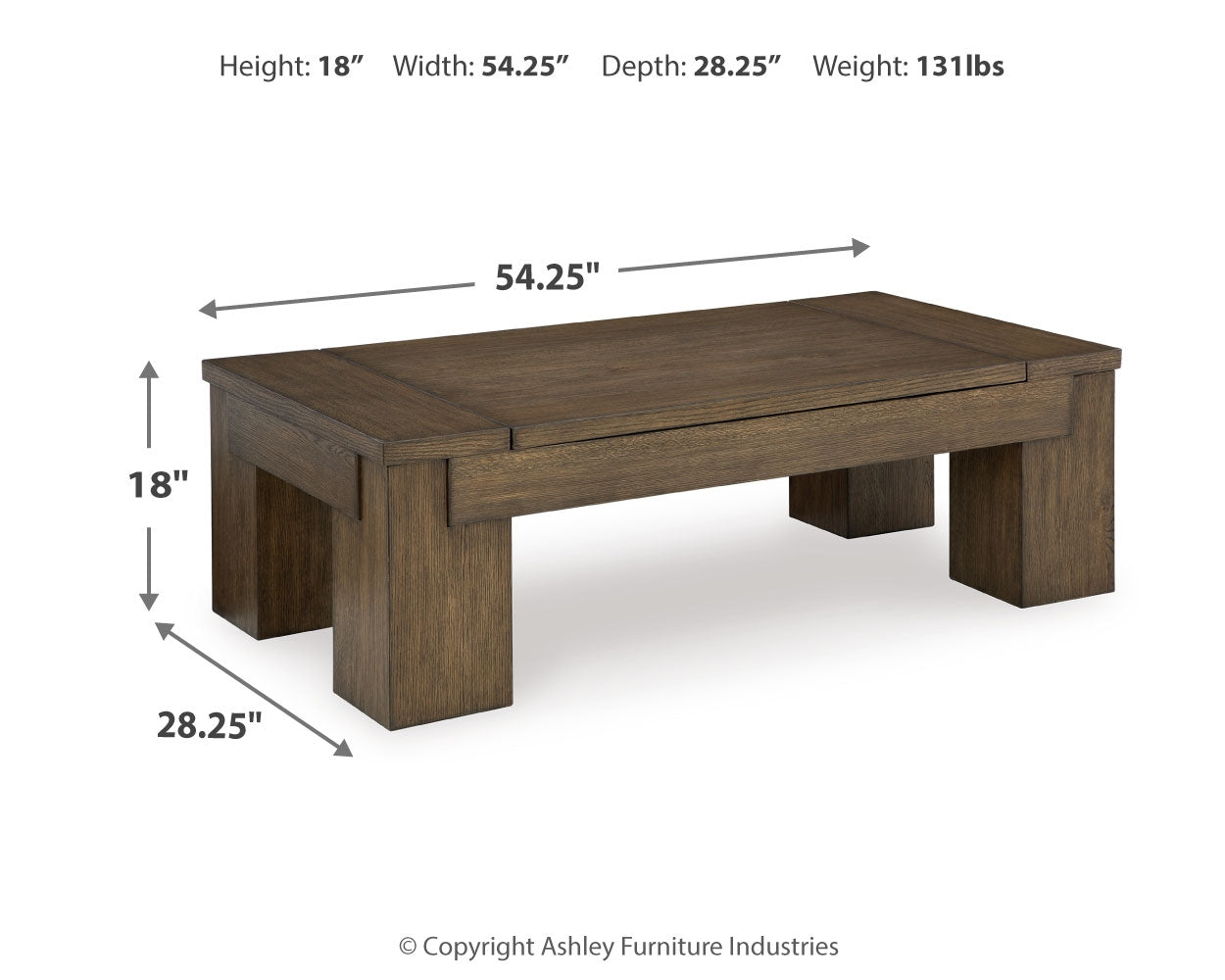 Rosswain warm brown coffee table with two end tables