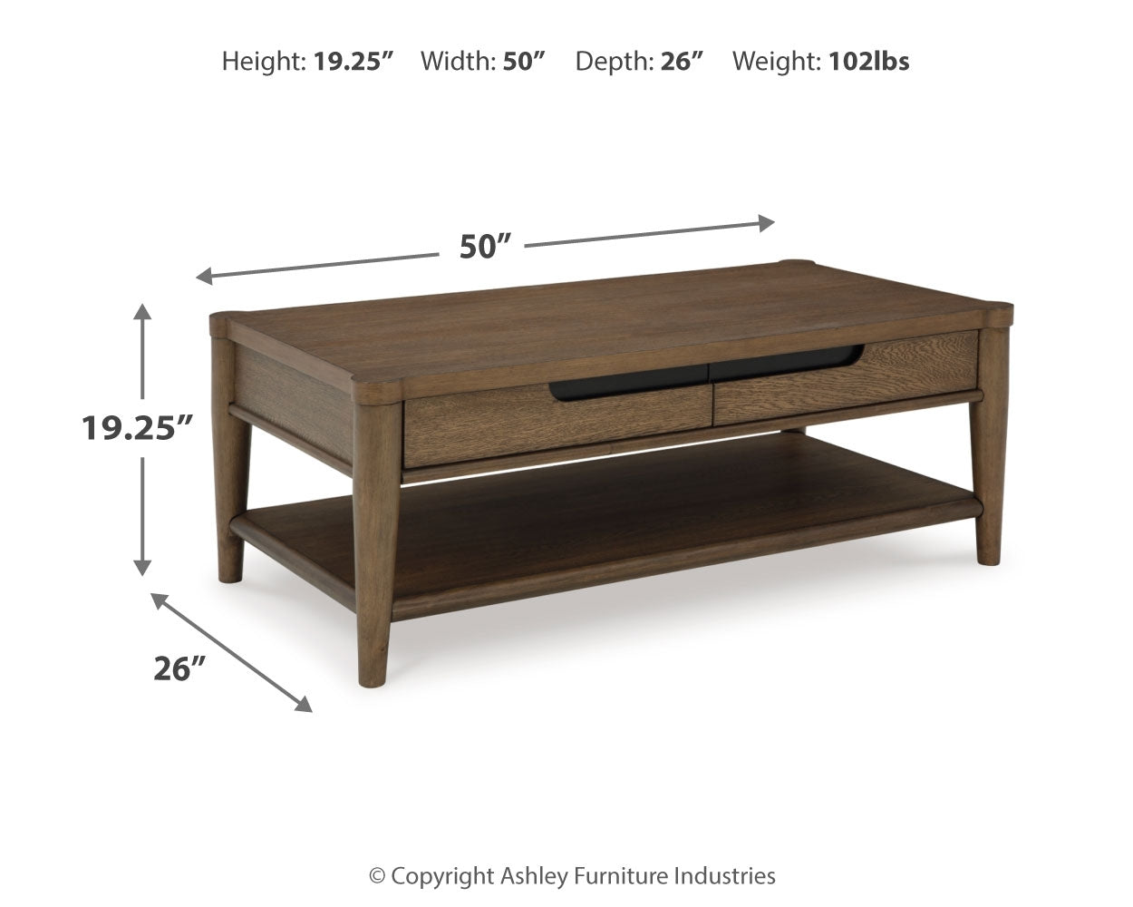 Storage drawer inside coffee table