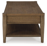 Roanhowe coffee table side view highlighting wood texture