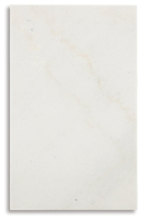 Close-up of marble tabletop natural veining and espresso base