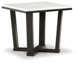 Fostead White and Espresso Square End Table side view