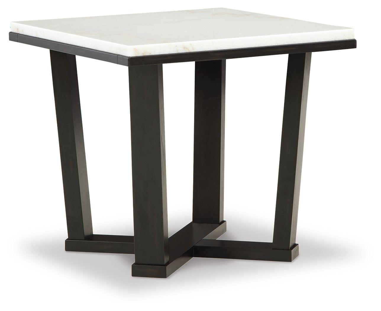 Fostead White and Espresso Square End Table side view