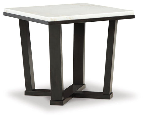 Fostead White and Espresso Square End Table side view