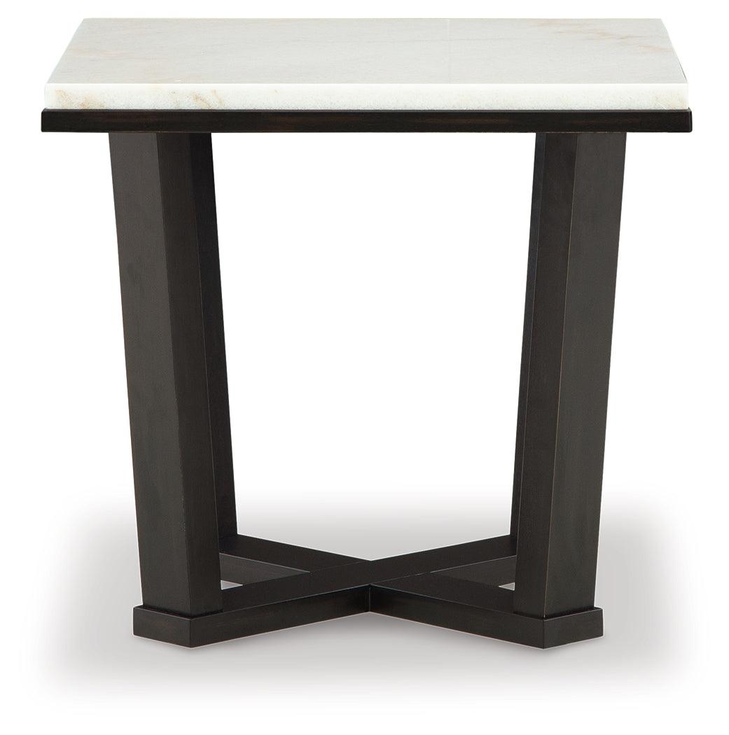 Fostead White and Espresso Square End Table front view