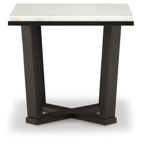 Fostead White and Espresso Square End Table front view