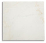 Fostead White and Espresso Square End Table top view showing marble surface