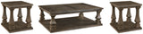 Close-up of square baluster leg on Johnelle gray coffee table