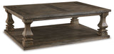 Side angle of Johnelle Coffee Table showing lower shelf storage