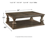 Top view of Johnelle Gray coffee table showing plank-look tabletop