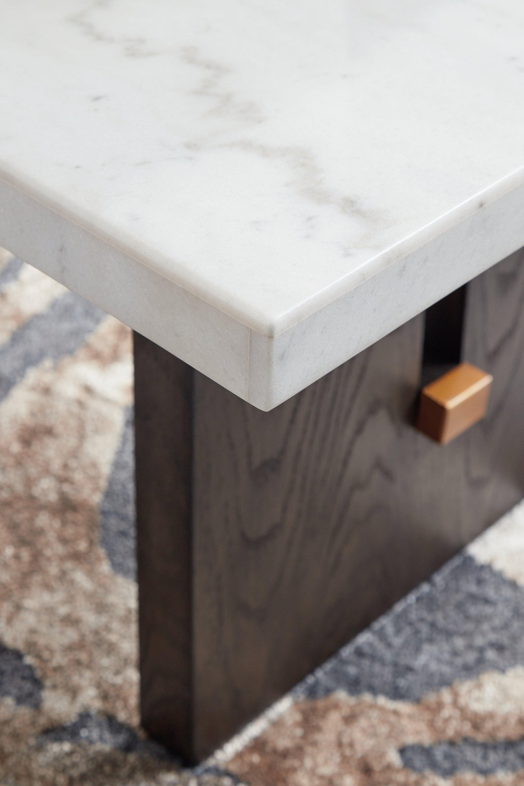 Burkhaus Coffee Table dark brown oak finish detail