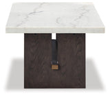 Burkhaus Coffee Table brass-tone capped stretcher detail