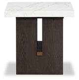 Top view showing natural marble texture of Burkhaus end table